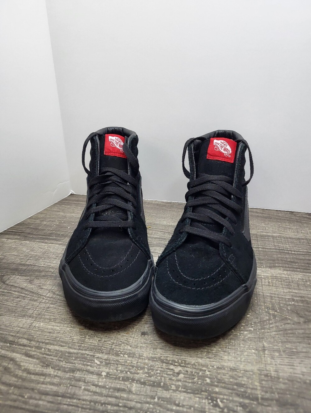 Vans Sk8-Hi Suede High Top Skate Shoes Sneaker Triple Black Men's Size 7.5 Wms 9 - Picture 4 of 10